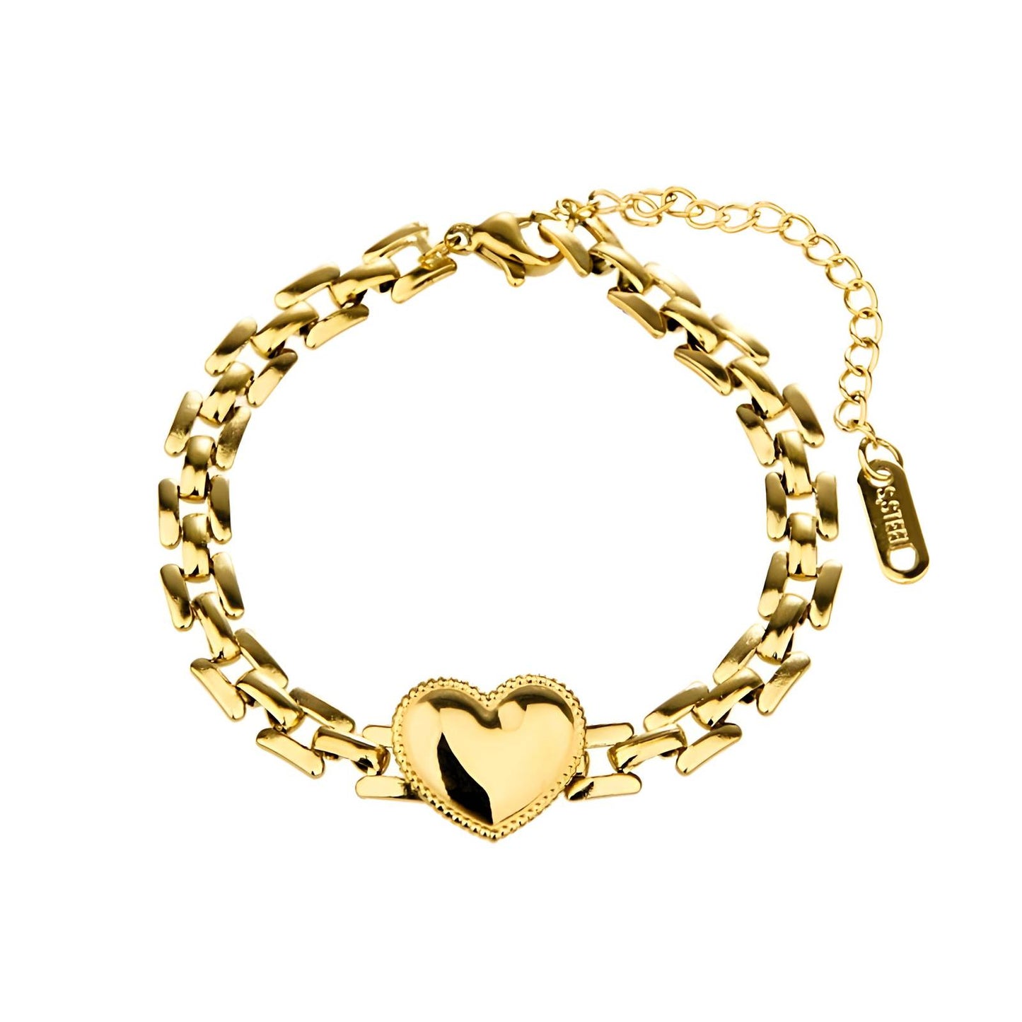 My Heart Thick Gold Link Bracelet