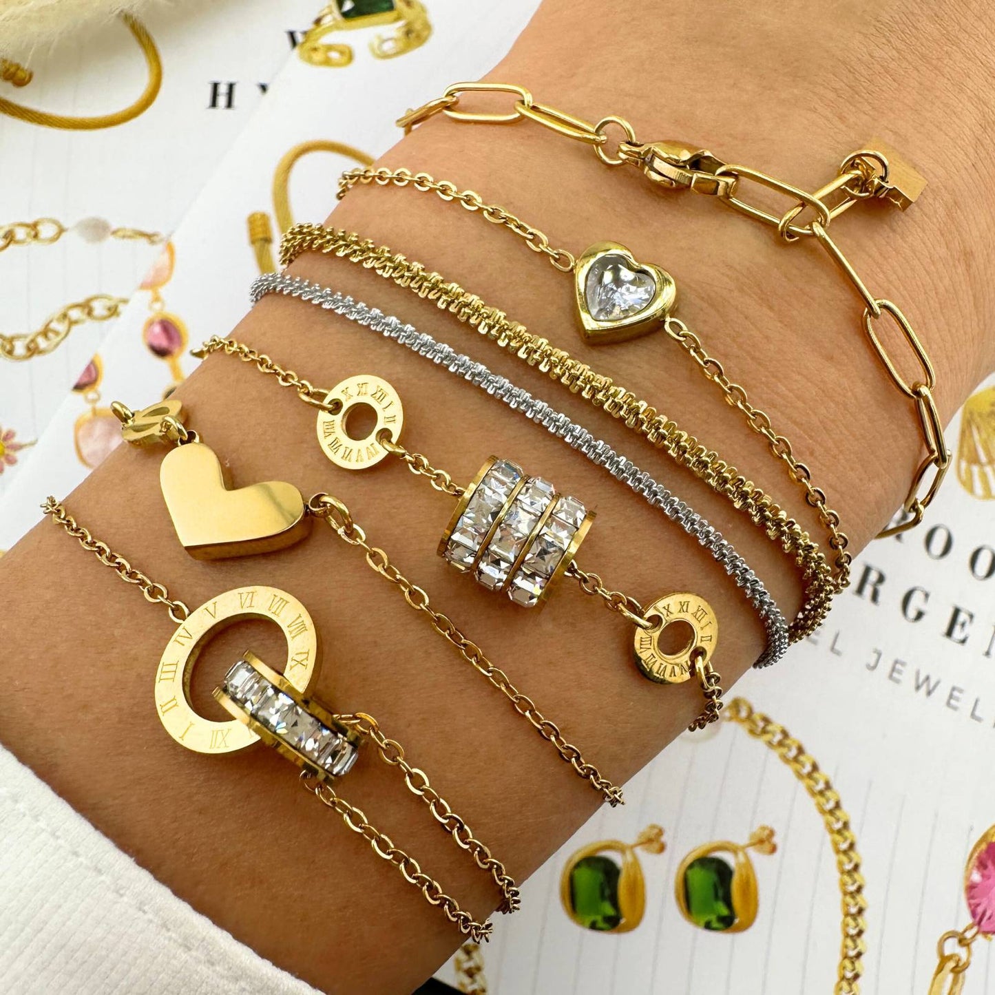 Gold adjustable toggle tennis bracelet