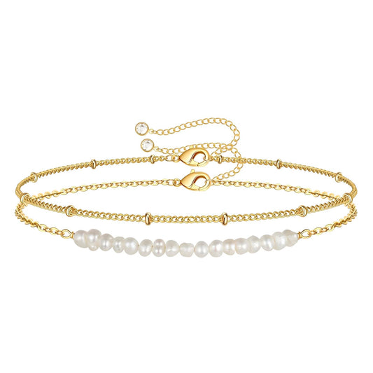 Gold double layer beach beaded bracelet