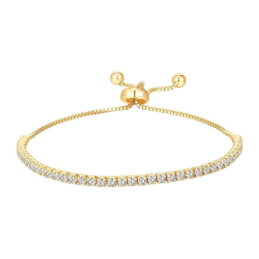 Gold adjustable toggle tennis bracelet