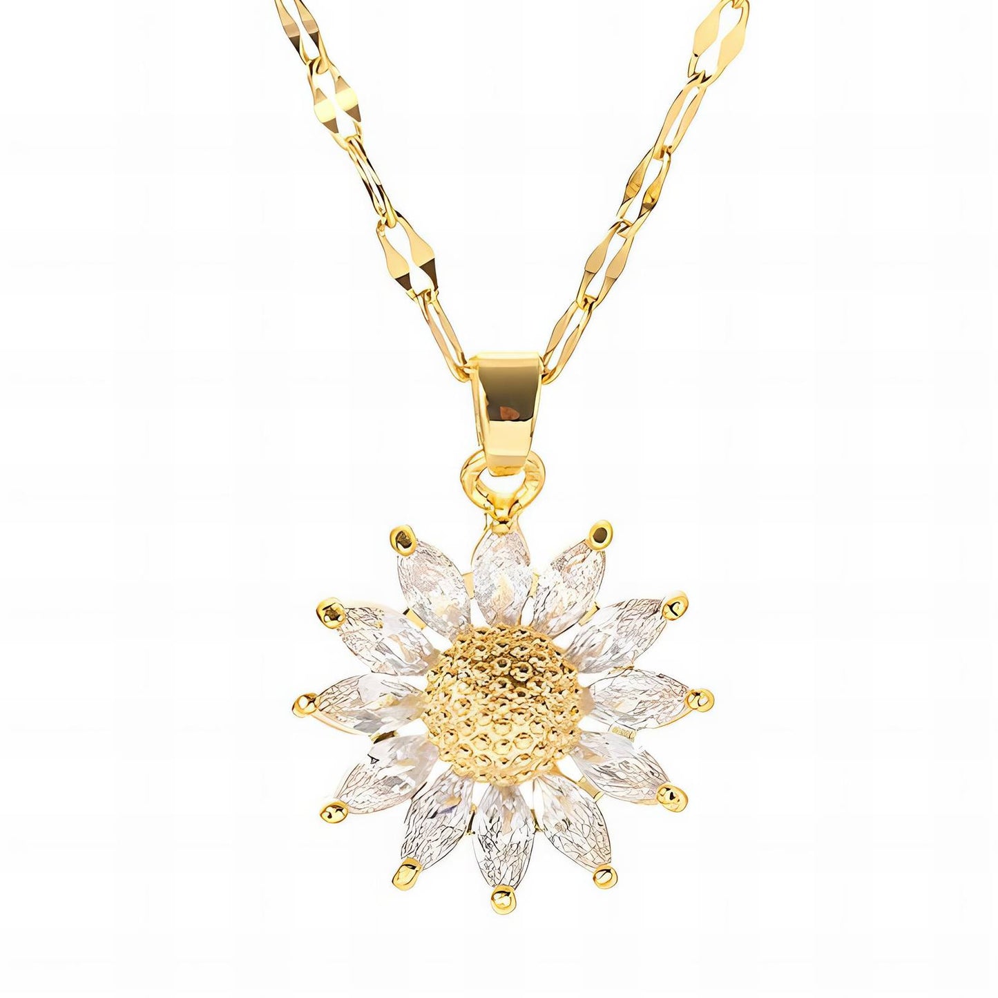 Sunflower Gold Link Chain Necklace