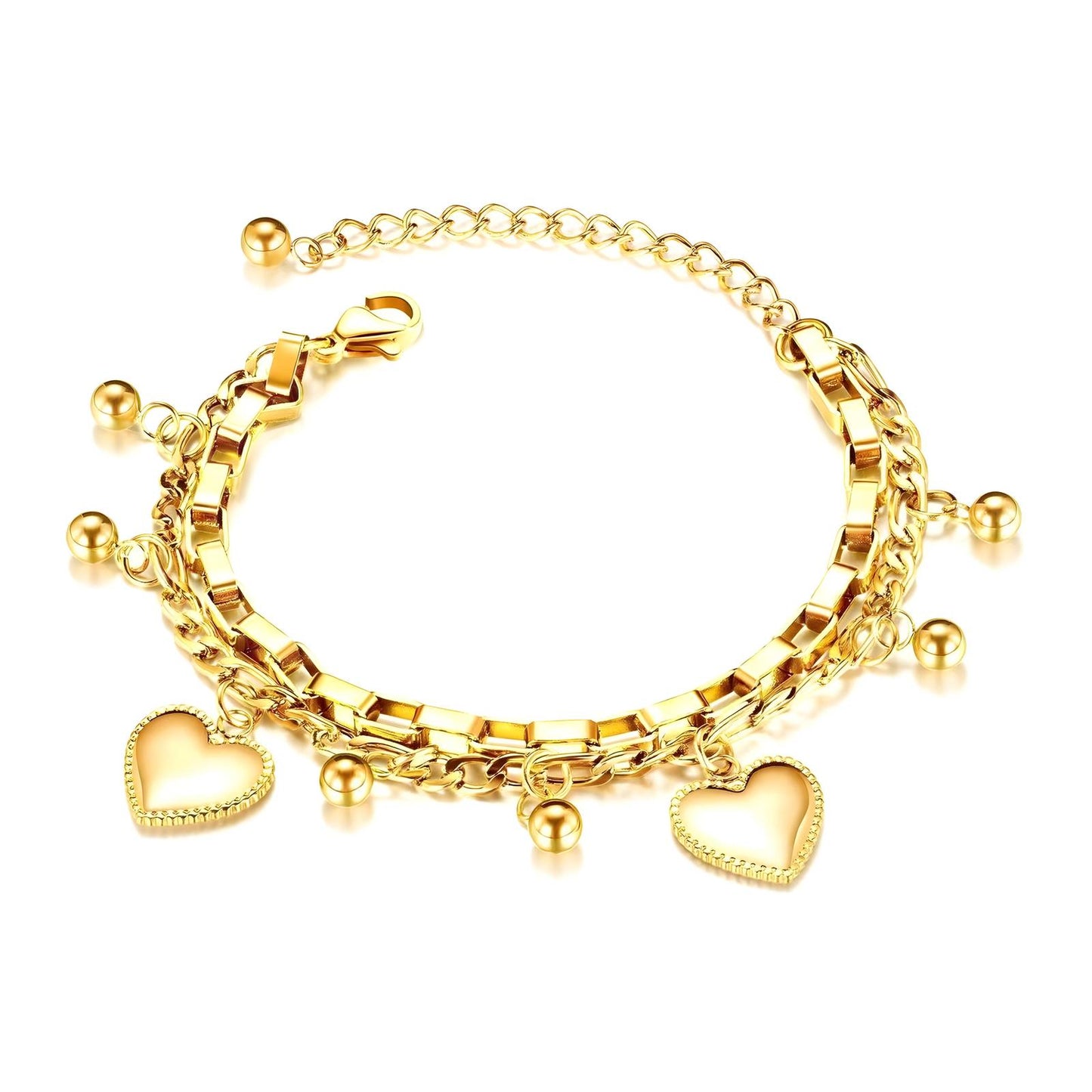 My Heart Gold Charm Double Layer Bracelet