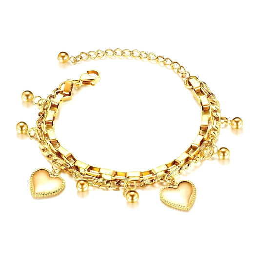 My Heart Gold Charm Double Layer Bracelet