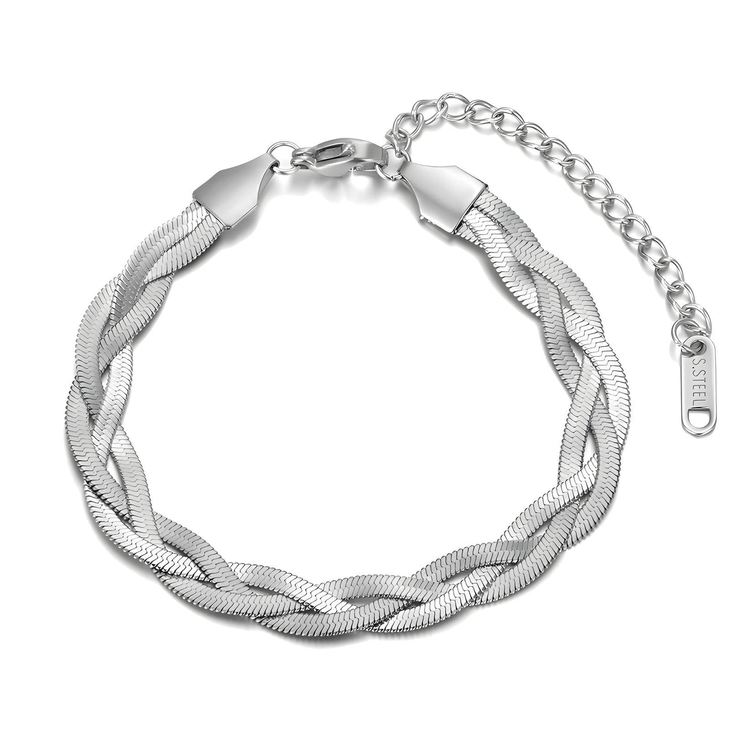 Shay Silver Braided Snake Bracelet