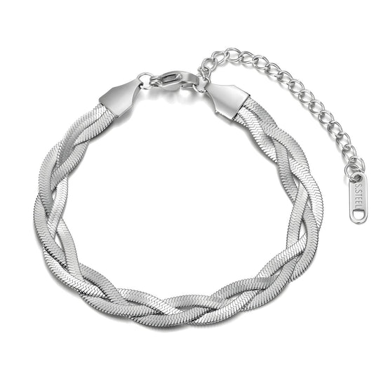 Shay Silver Braided Snake Bracelet