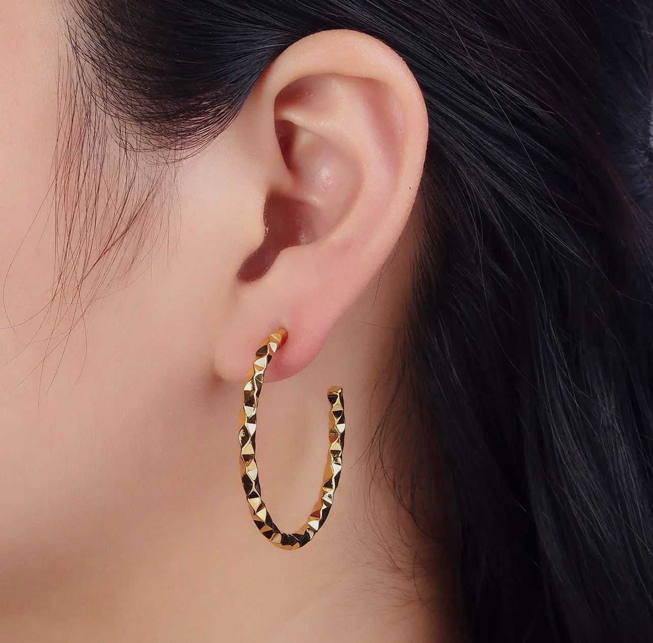 Gold Dented Hoops