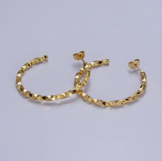 Gold Dented Hoops