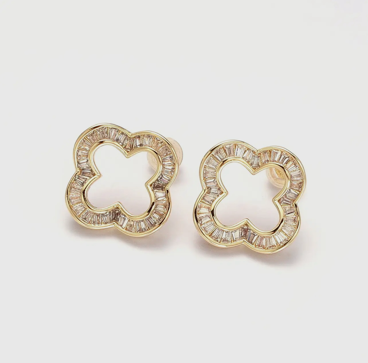 Clear Clover Quatrefoil Stud Earrings